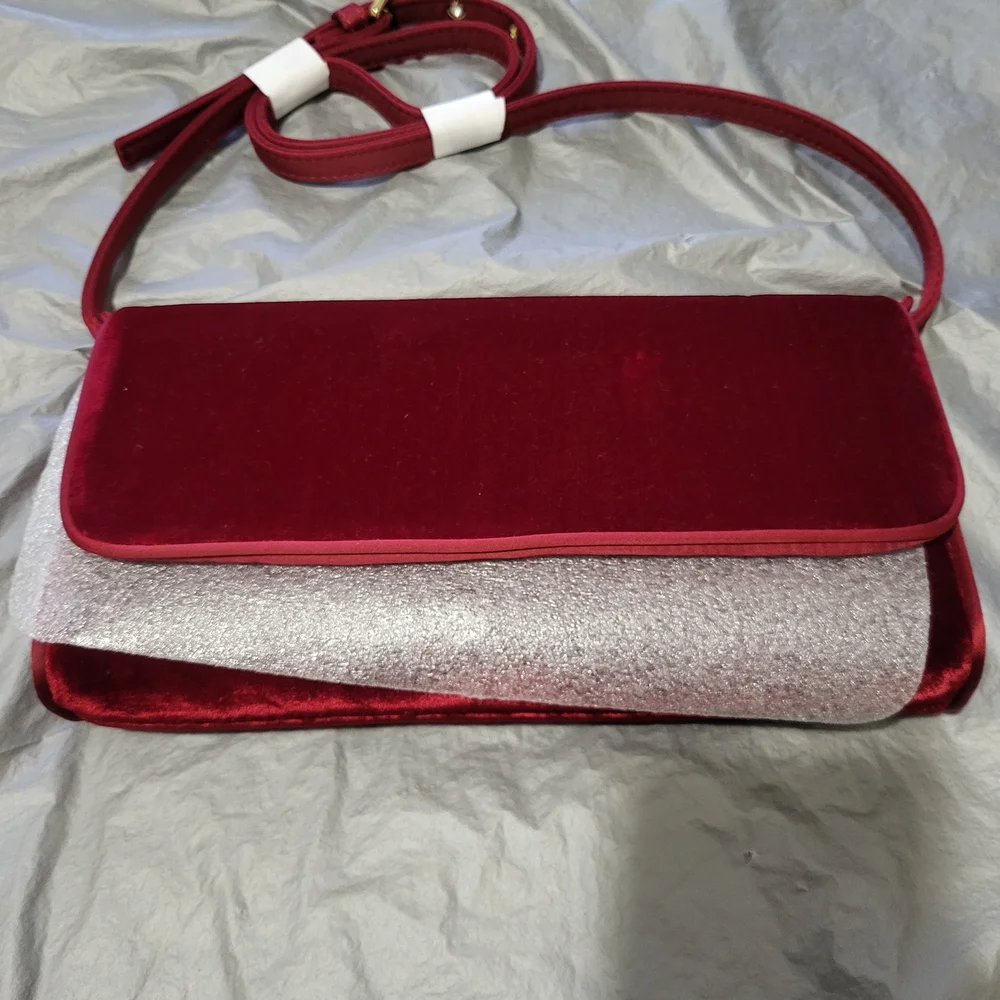 J. Crew Red Velvet Clutch